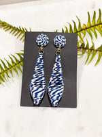 Navy and White Statement Earrings