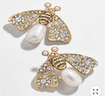Gold and Pearl Bee Earrings - Luca Hill Boutiqueearrings