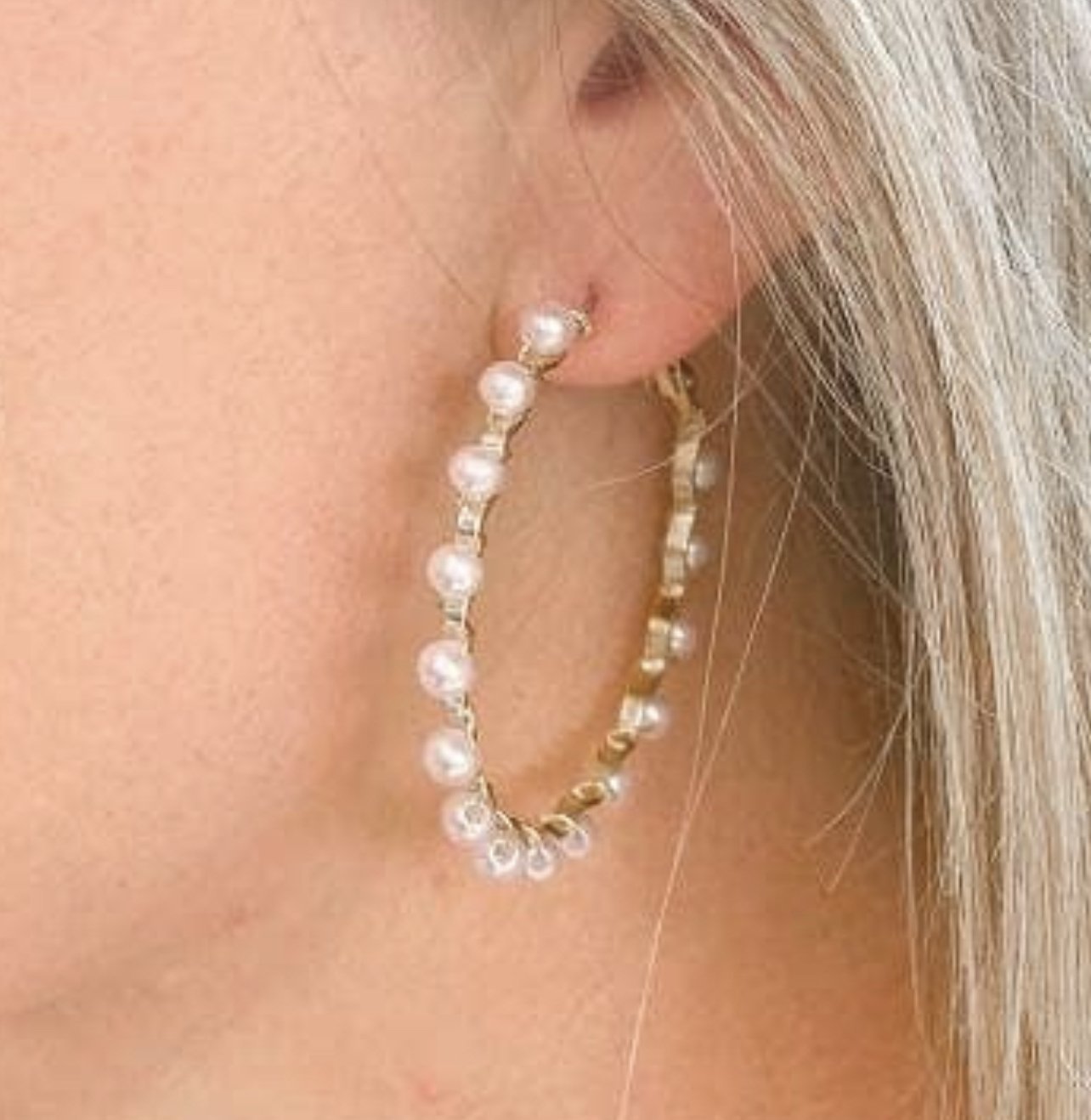 Gold and Pearl Hoops - Luca Hill BoutiqueEarrings