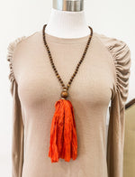 Orange Silk Tassel Necklace - Luca Hill Boutique 